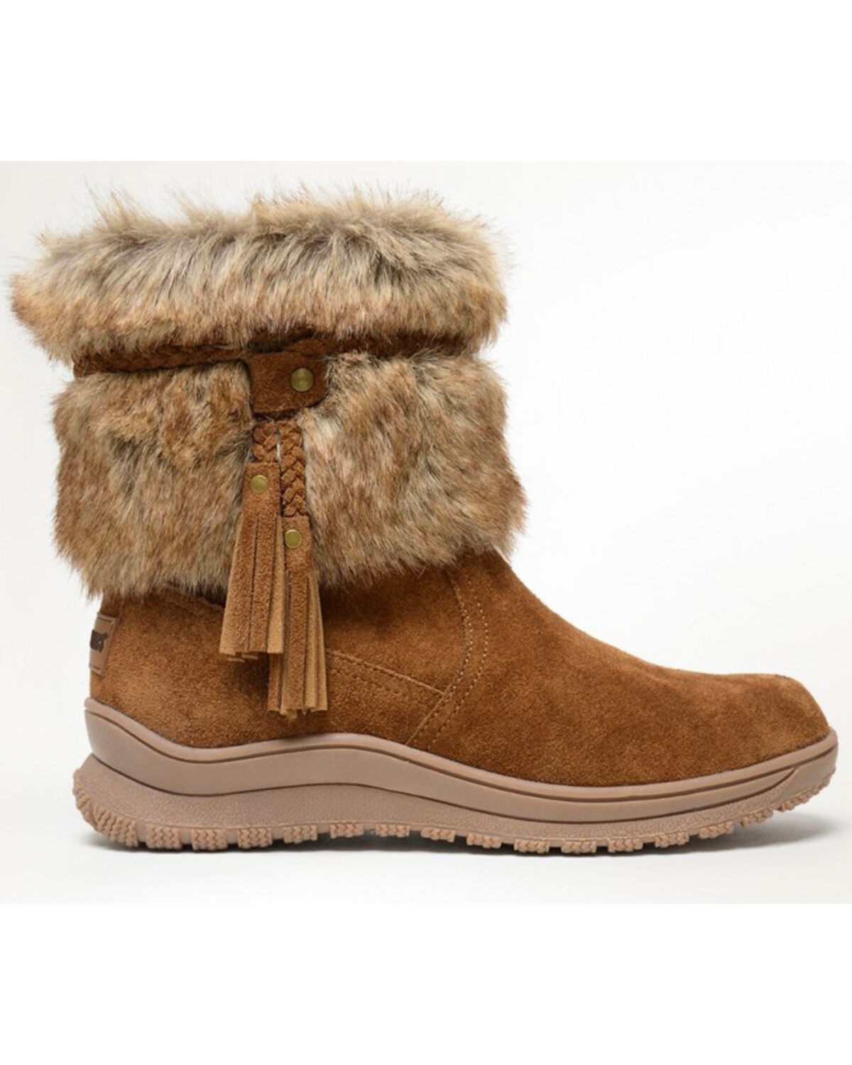 Image #2 - Minnetonka Women's Everett Suede Fur Boots - Round Toe, , hi-res