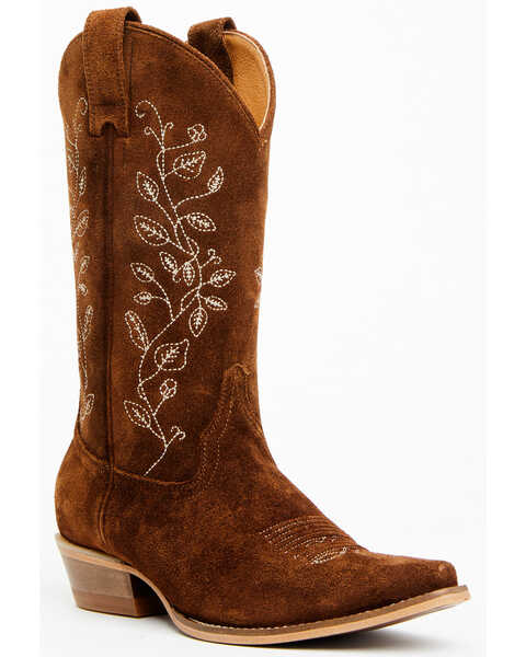 Shyanne Women's Bambi Suede Western Boots - Snip Toe , Brown, hi-res
