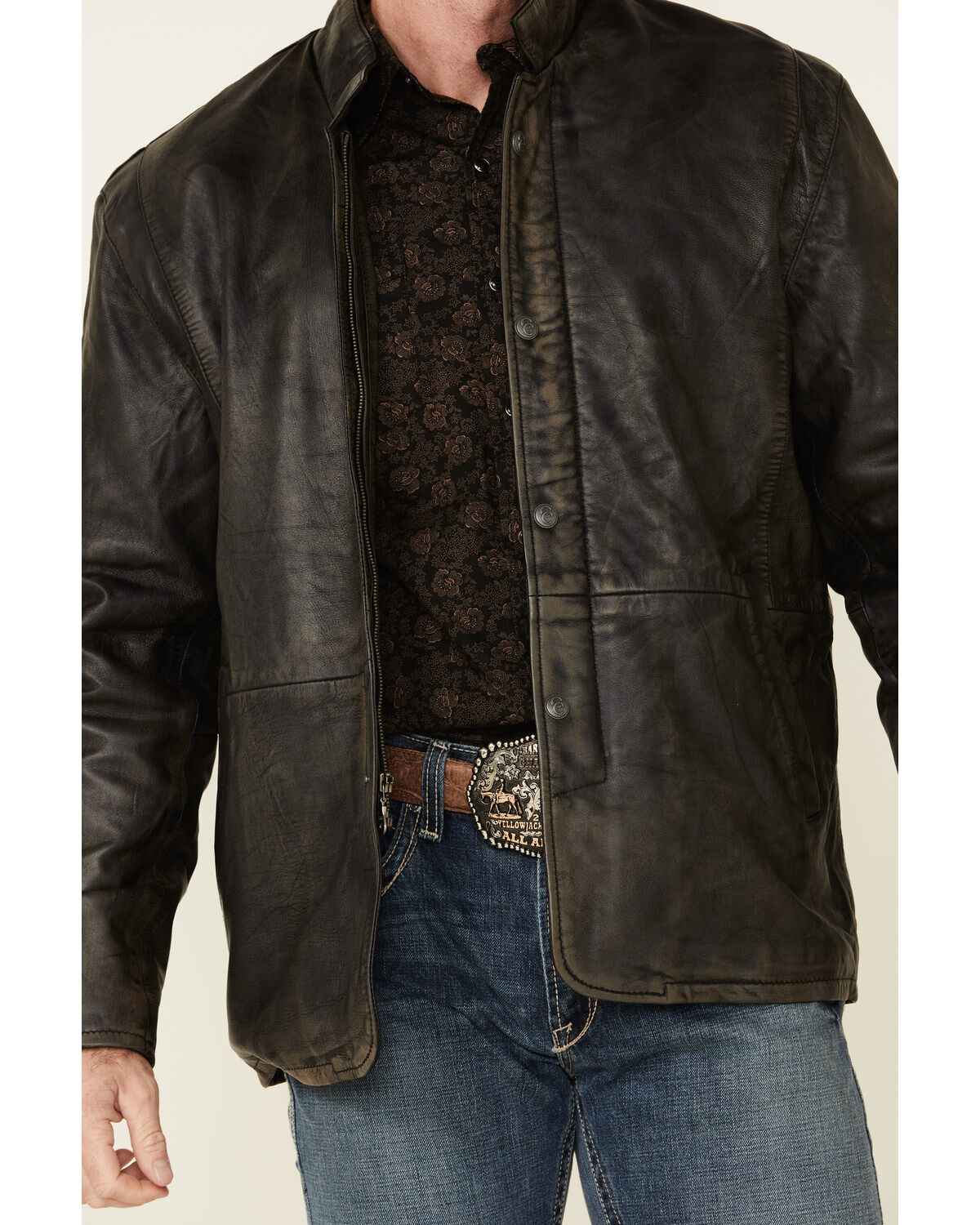 Image #3 - Cripple Creek Men's Antique Black Lamb Nappa Leather Jacket, , hi-res
