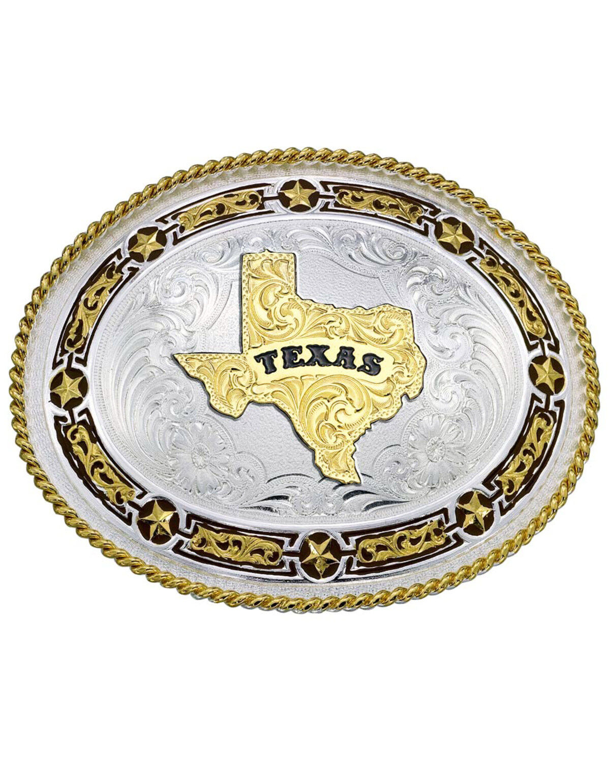 Image #1 - Montana Silversmiths Star Links State of Texas Western Belt Buckle, Multi, hi-res