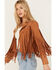 Image #2 - Blue B Women's Studded Fringe Faux Suede Jacket, Camel, hi-res