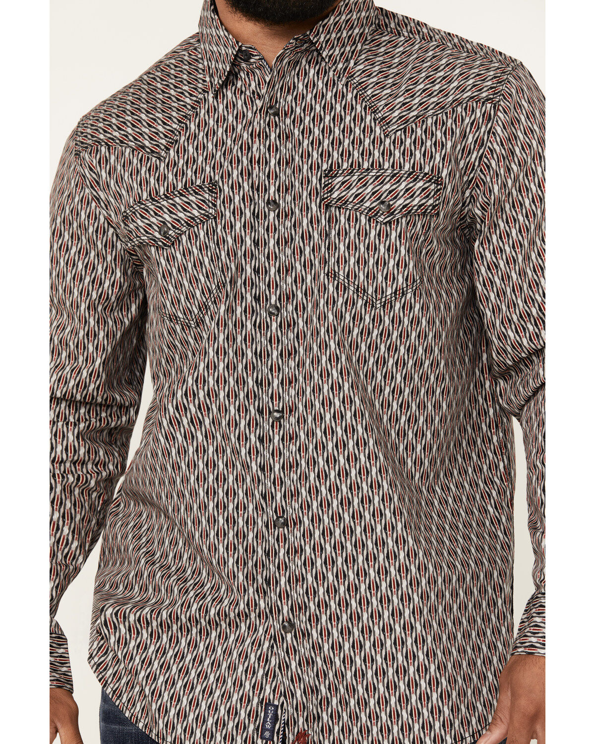 Image #3 - Moonshine Spirit Men's Sunset Geo Print Long Sleeve Snap Western Shirt, Grey, hi-res