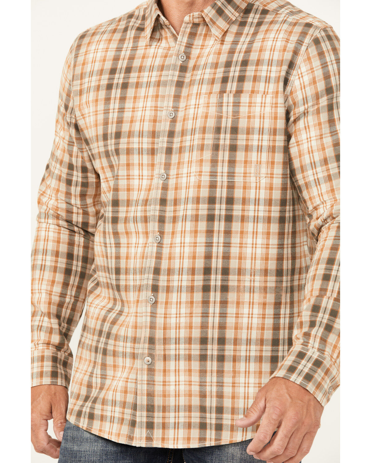 Image #3 - Brothers and Sons Men's Plaid Print Long Sleeve Button Down Western Shirt, Chocolate, hi-res