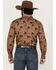 Image #4 - Cowboy Hardware Men's Bronc Conversation Print Long Sleeve Snap Western Shirt, Brown, hi-res