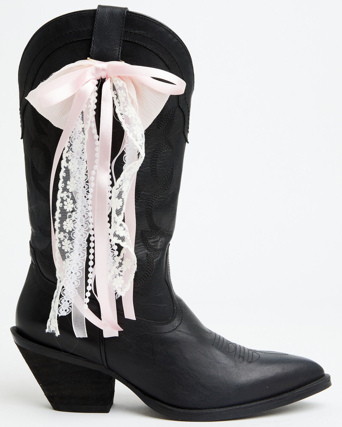 Shyanne Women's Lace And Pearl Boot Bows - 2 Piece, Pink, hi-res