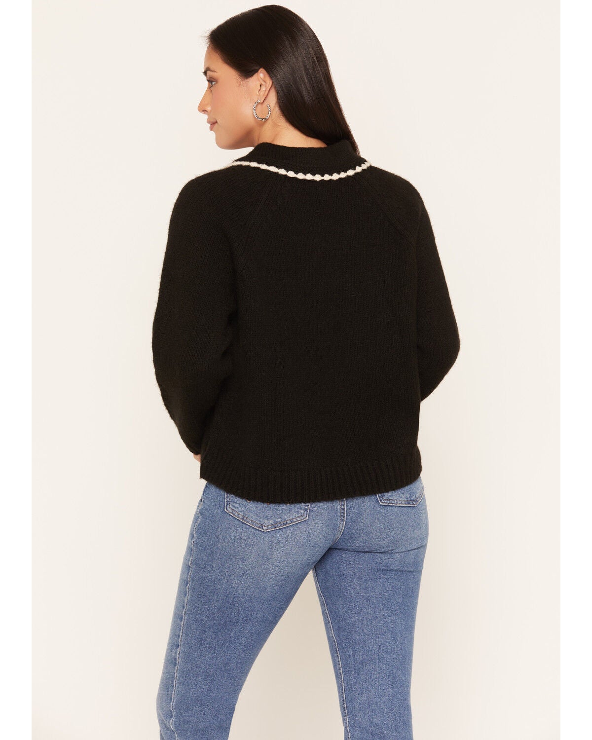 Image #4 - Elan Women's Collared Sweater, Black, hi-res