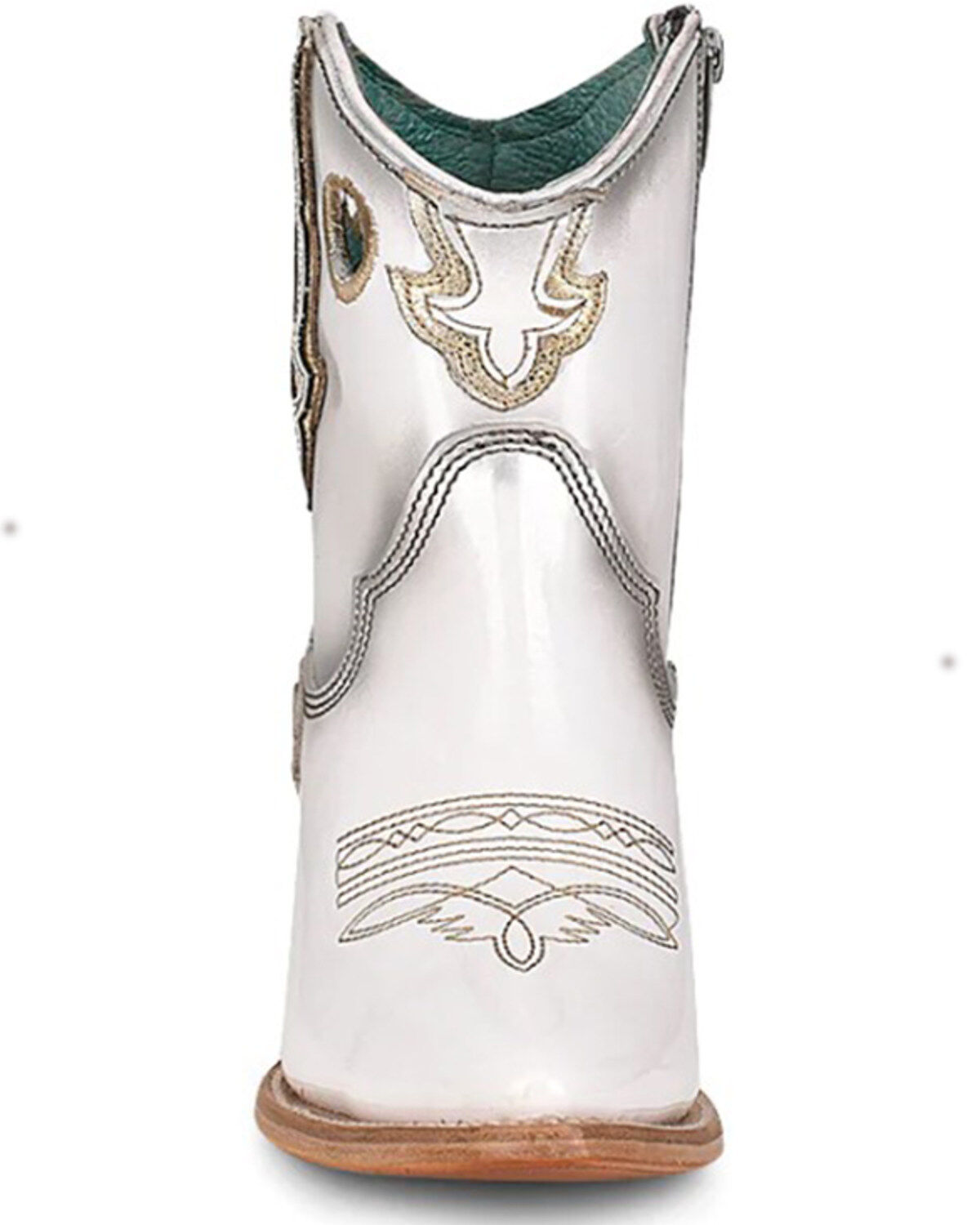 Image #3 - Corral Women's Patent Leather Inlay & Embroidery Western Booties - Snip Toe, White, hi-res