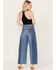 Wrangler Women's Medium Wash Mid Rise Color Block Together Again Wide Leg Jeans, Blue, hi-res