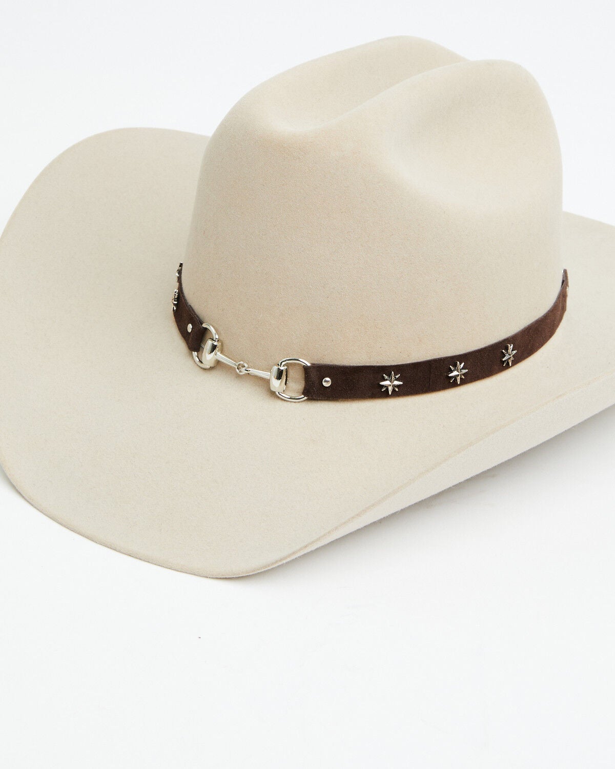 Image #1 - Shyanne Women's Snaffle Bit and Stars Suede Hatband, Brown, hi-res