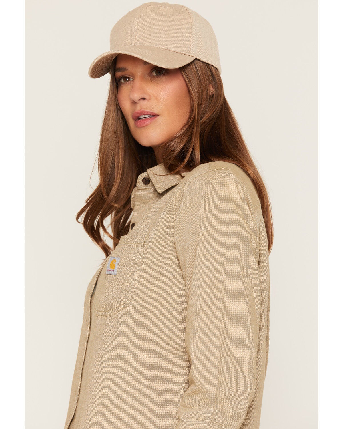 Image #2 - Carhartt Women's Hamilton Relaxed Long Sleeve Button-Down Work Shirt, Olive, hi-res