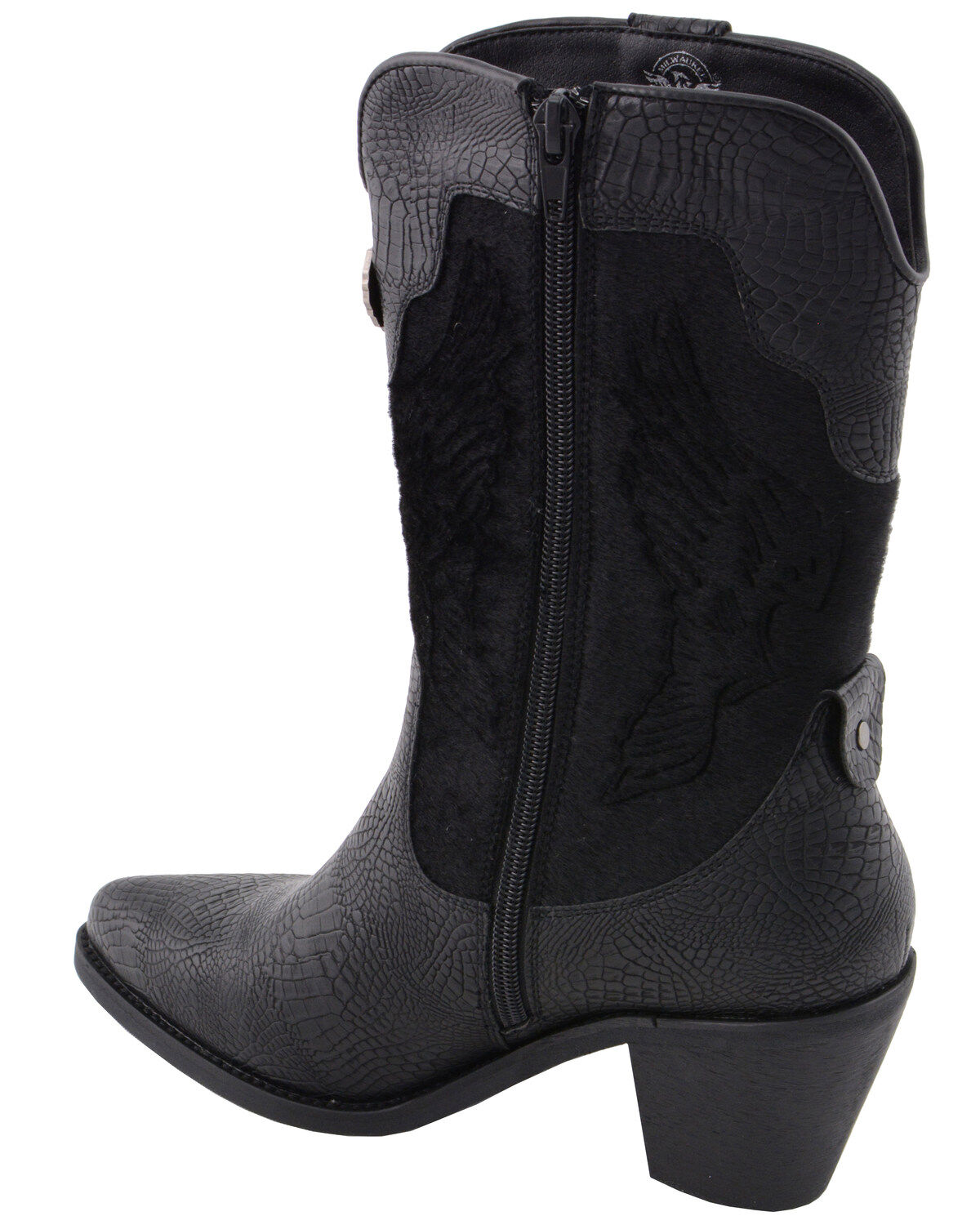 Image #8 - Milwaukee Leather Women's Snake Print Western Boots - Round Toe, Black, hi-res