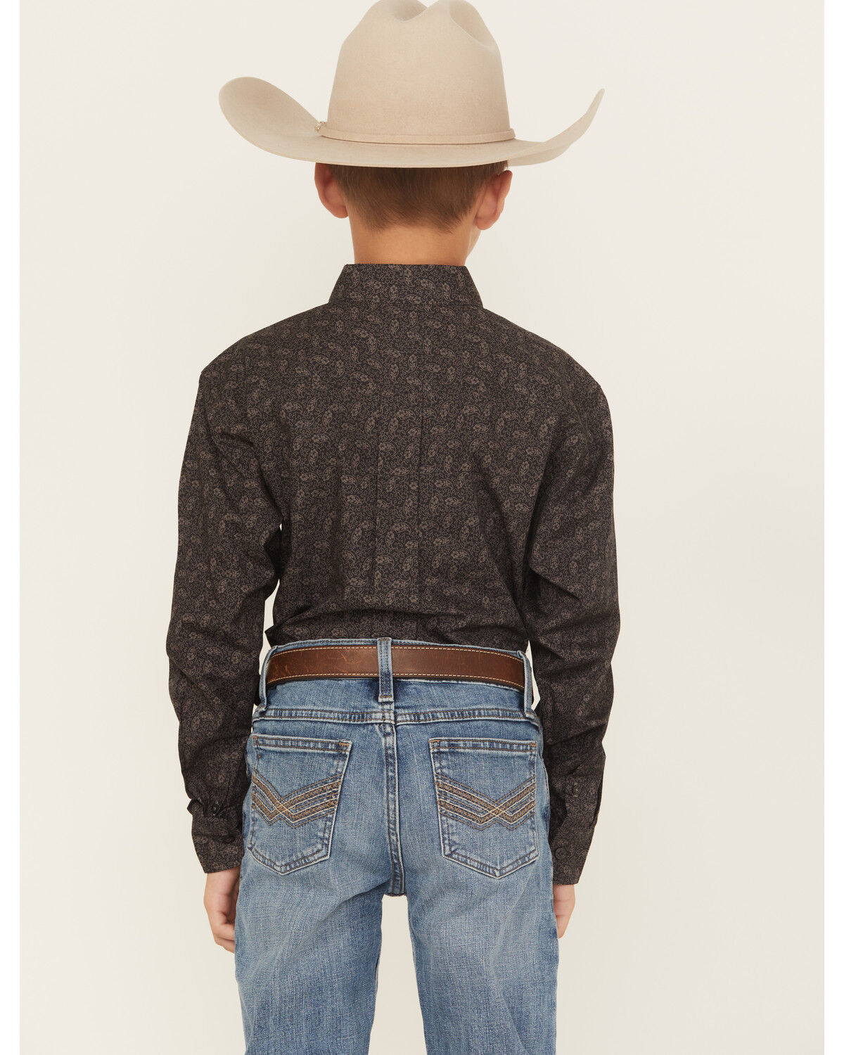Image #4 - Cinch Boys' Paisley Print Button-Down Western Shirt, Charcoal, hi-res