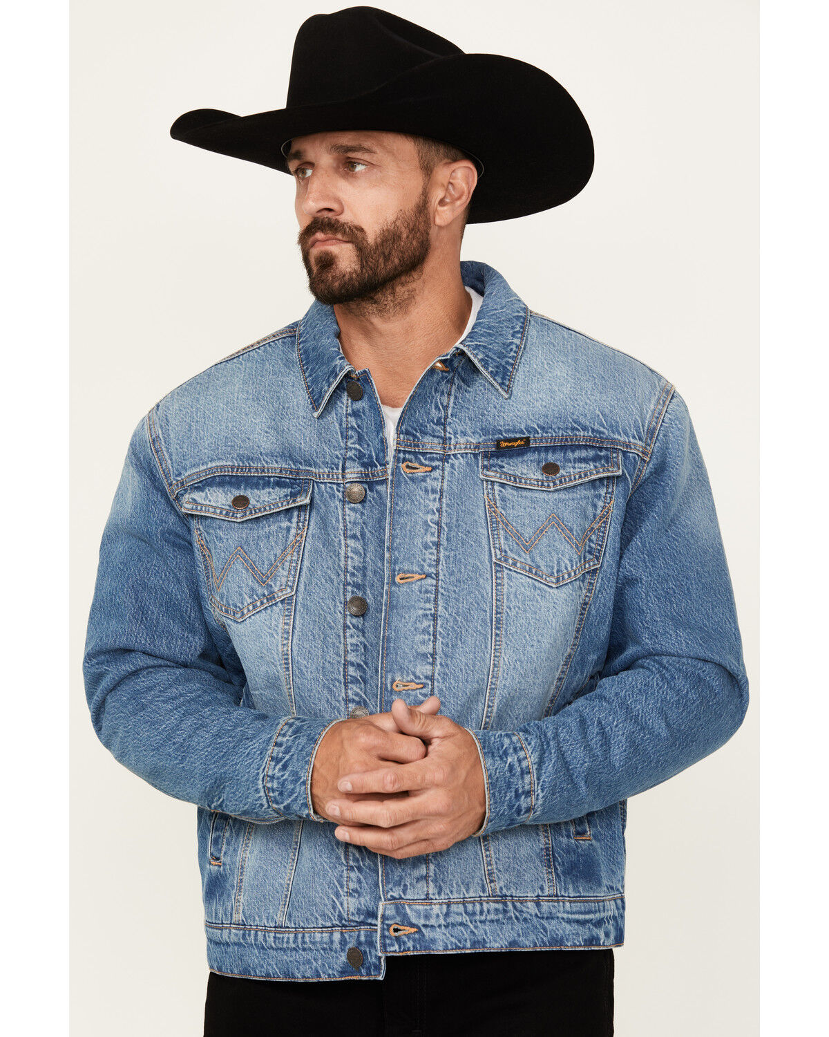 Image #1 - Wrangler Retro Men's Sherpa Lined Light Wash Denim Jacket, Light Wash, hi-res