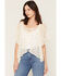 Image #2 - Wild Moss Women's Floral Print Tie-Front Blouse, Ivory, hi-res