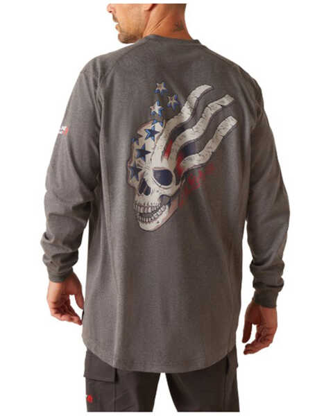 Ariat Men's FR Air USA Scream Long Sleeve Work T-Shirt, Charcoal, hi-res