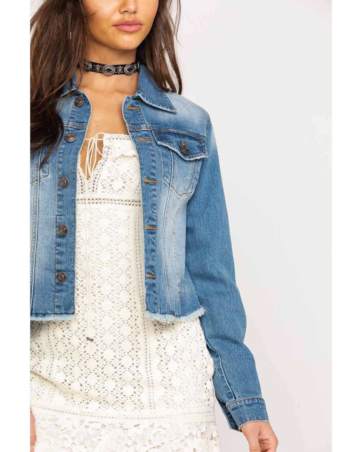 cropped denim jacket blue