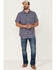 Image #2 - Brothers and Sons Men's Striped Short Sleeve Button Down Western Shirt , Indigo, hi-res