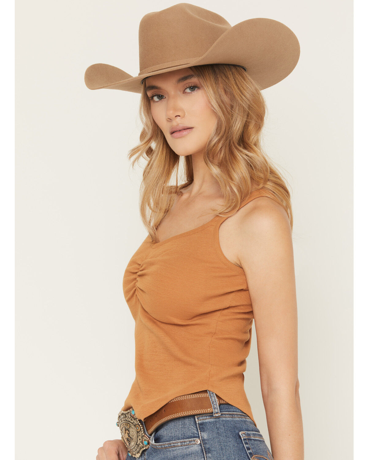Image #2 - Shyanne Women's Solid Ribbed Tank Top, Pecan, hi-res