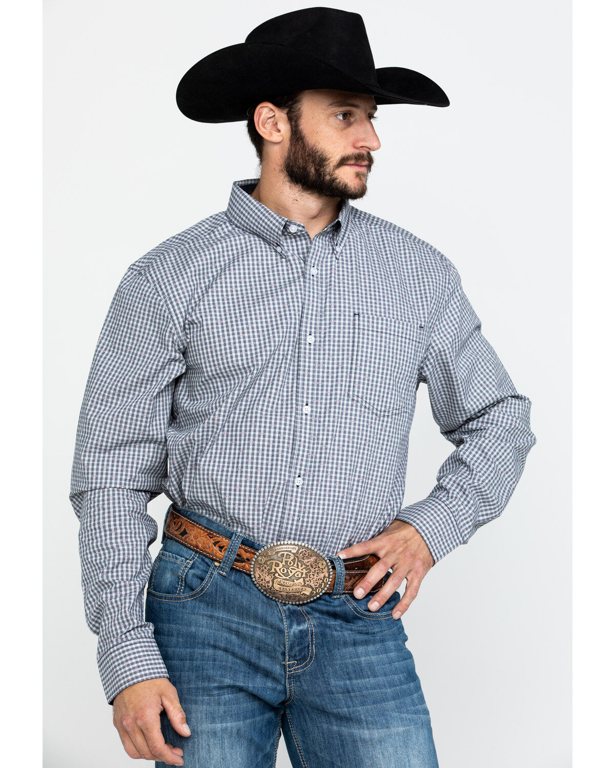 Image #1 - Cody James Core Men's Stonewall Small Plaid Long Sleeve Western Shirt, , hi-res