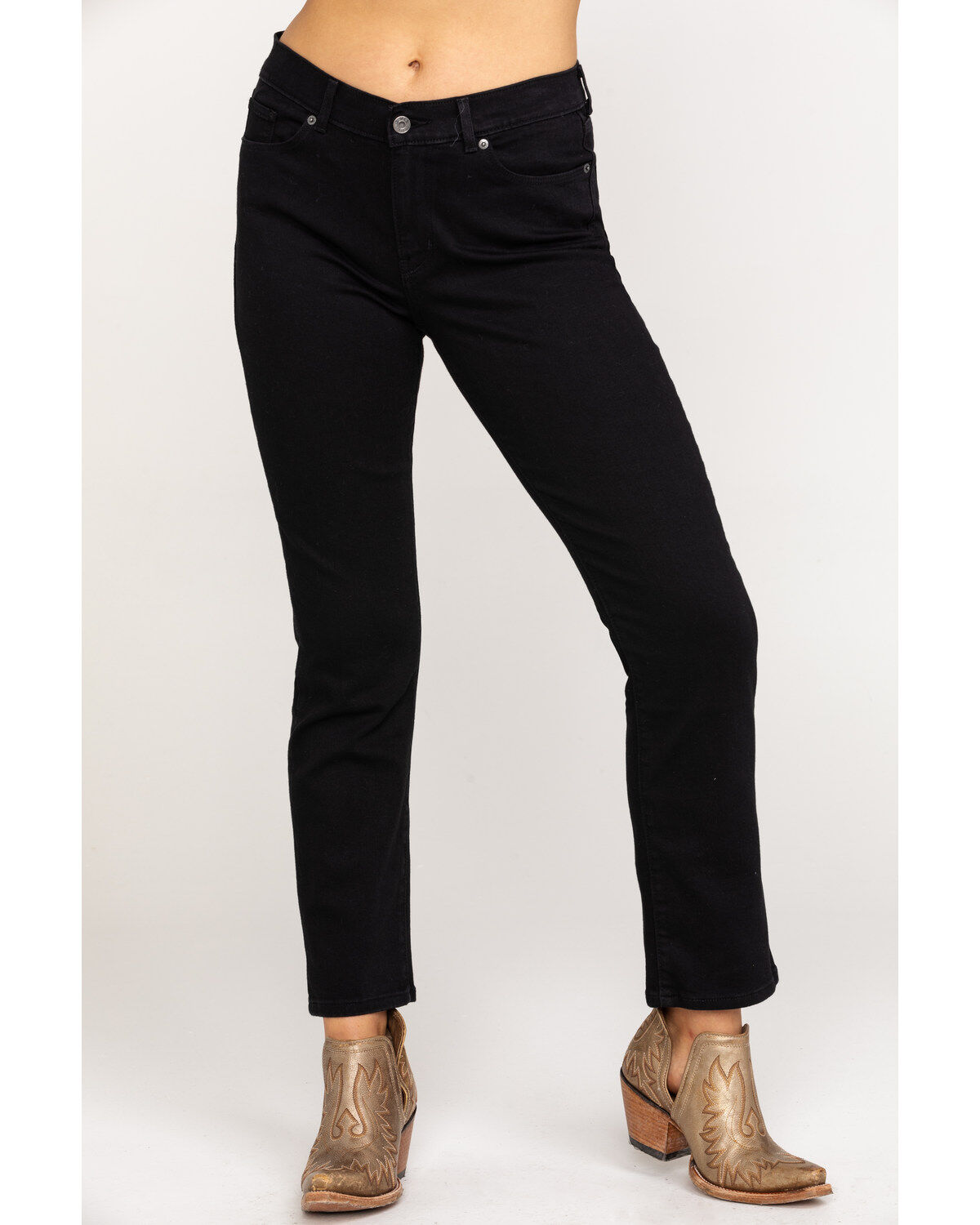 ladies black jeans straight leg