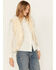 Shyanne Women's Fur Trim Knit Vest, Off White, hi-res