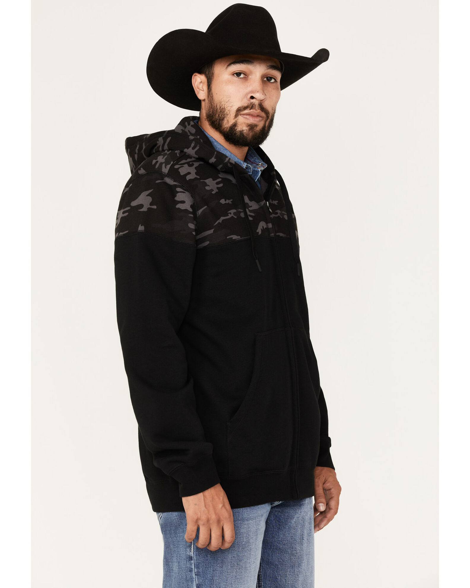Moonshine Spirit Men s Midnight Camo Color Blocked Zip Front Hooded Pullover Boot Barn