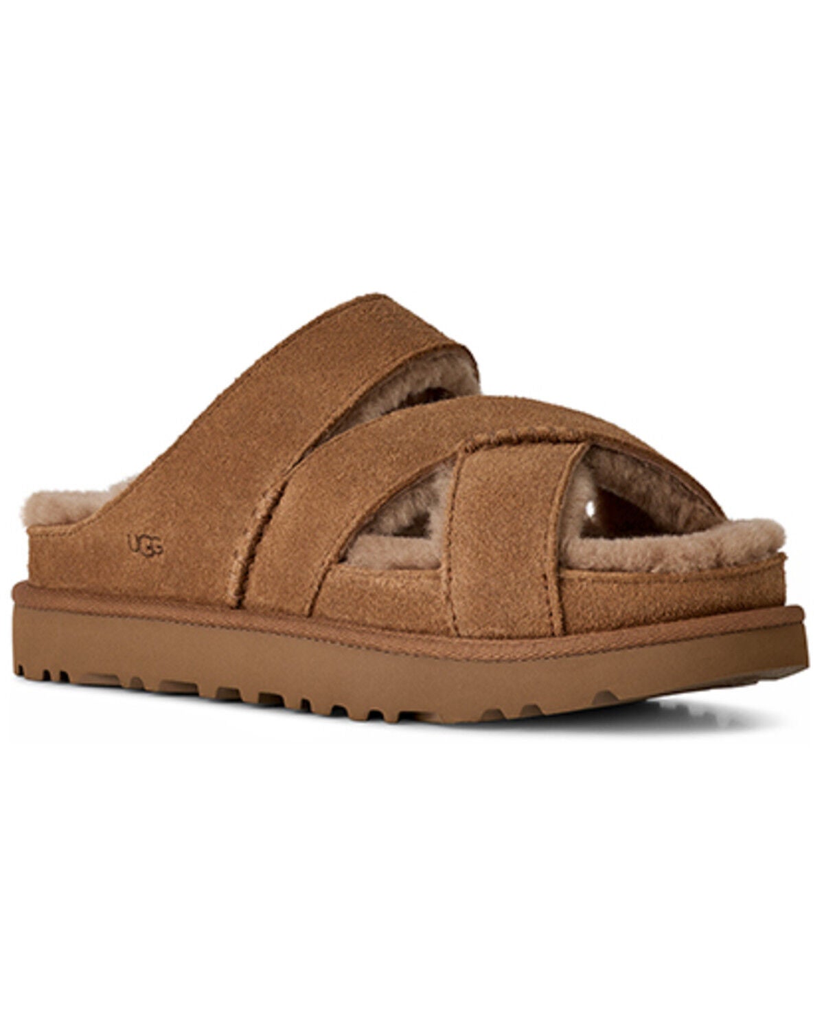 UGG Women's Greenport Cross Strap Slide, Chestnut, hi-res