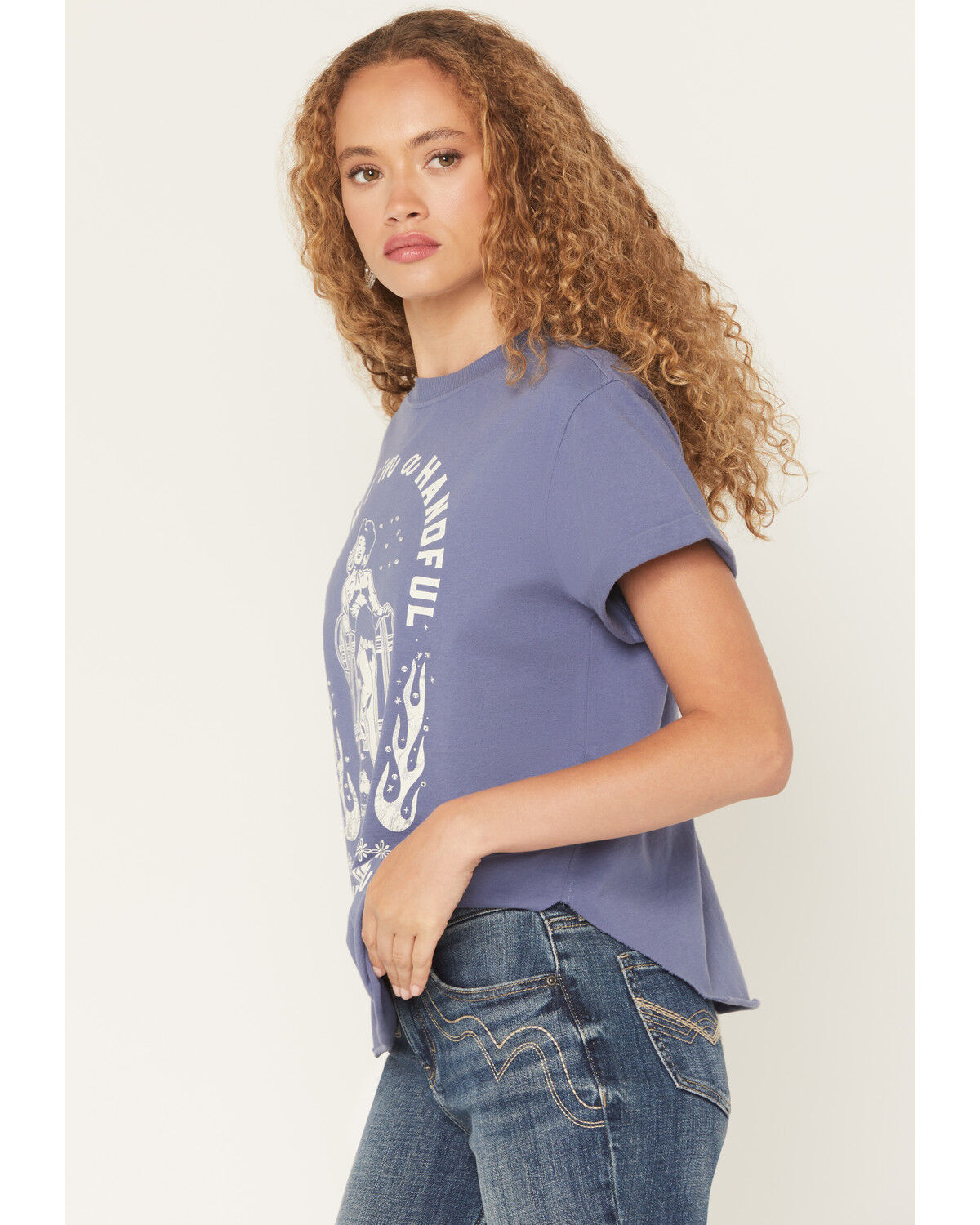 Image #2 - Idyllwind Women's I Know I'm A Handful Short Sleeve Graphic Tee, Dark Blue, hi-res