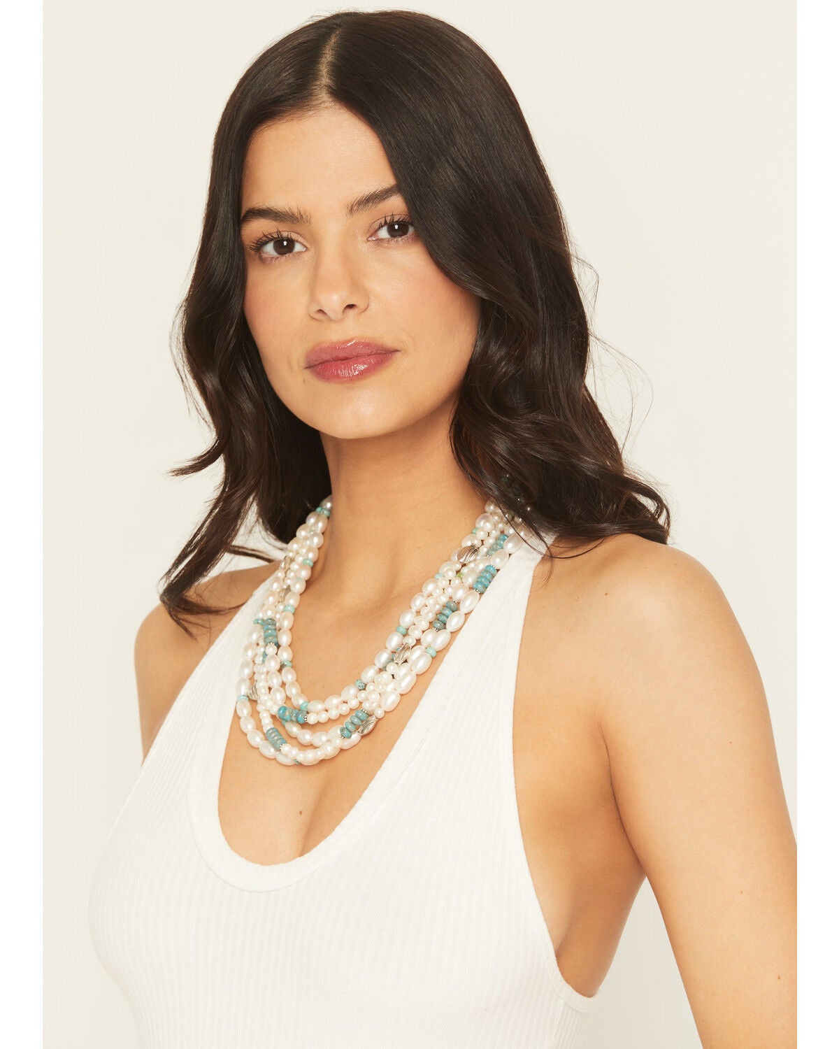 Paige Wallace Women's 5-Layer Pearl Necklace, Silver, hi-res