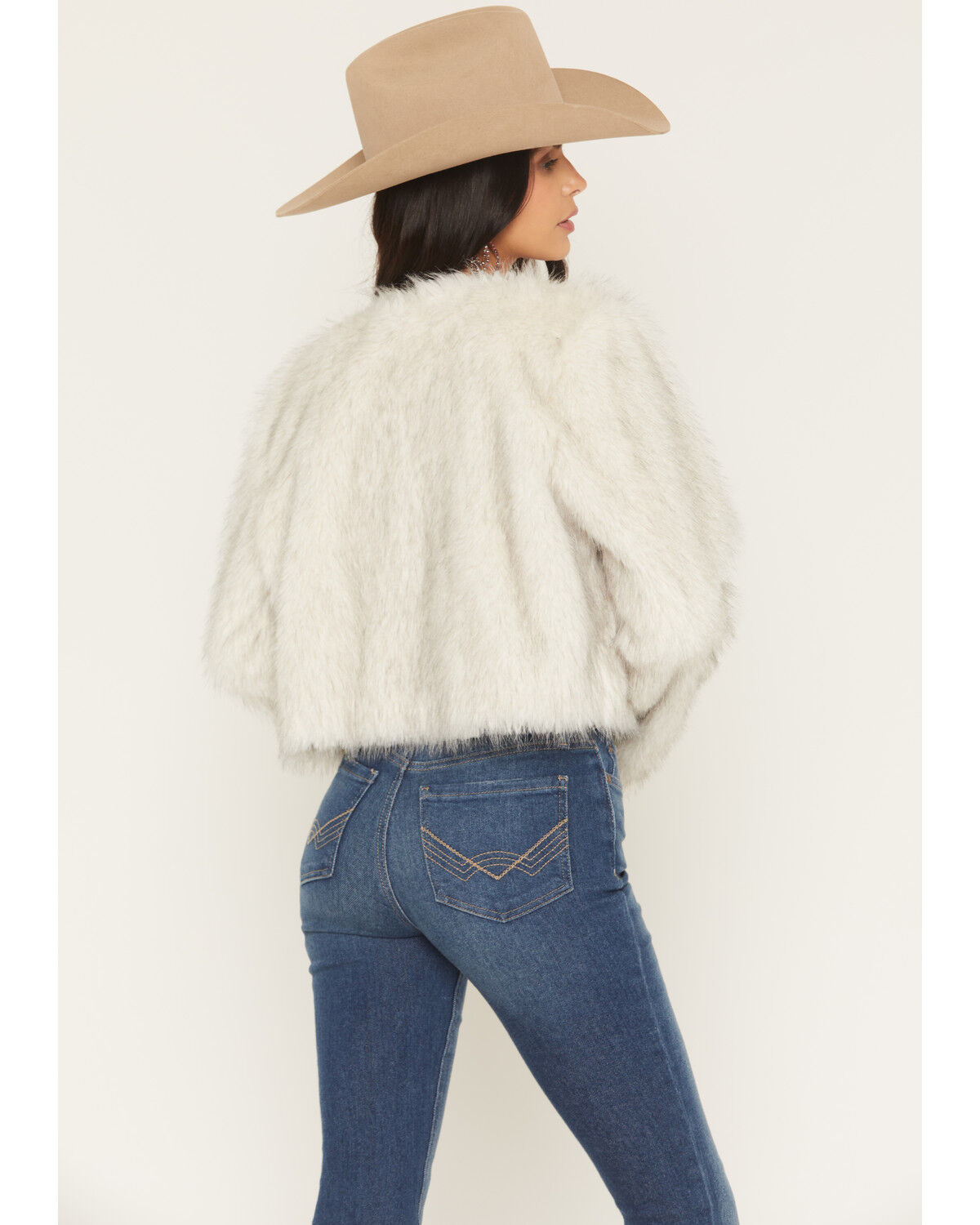 Image #4 - Shyanne Women's Faux Fur Cropped Jacket, Cream, hi-res