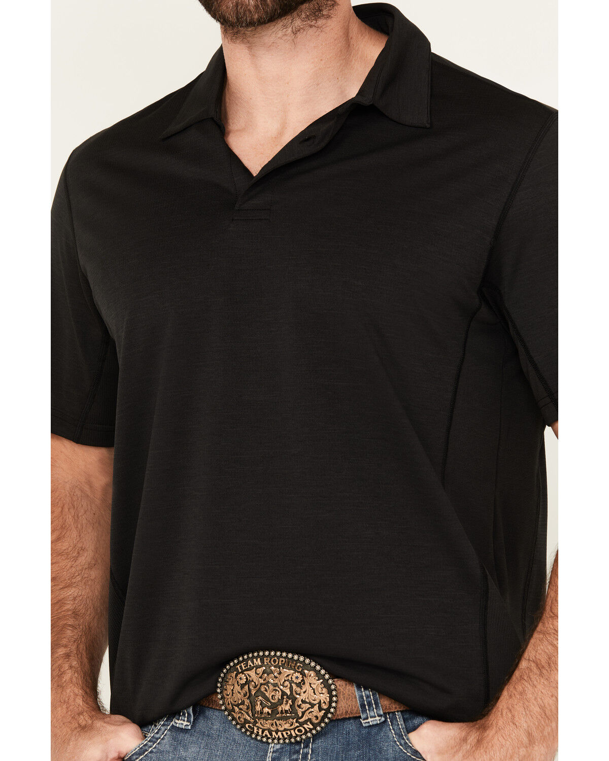 Image #3 - Wrangler Men's Solid Short Sleeve Performance Polo, Black, hi-res