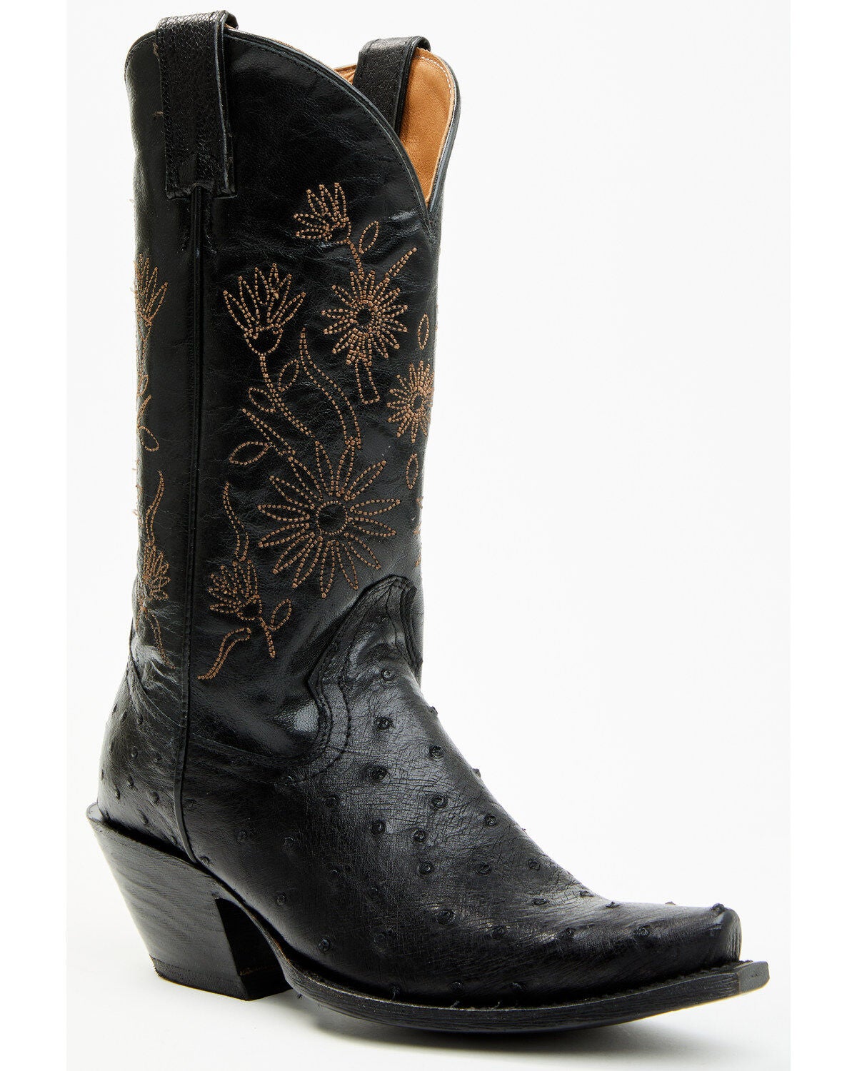 Shyanne Women's Daisie Exotic Full Quill Ostrich Western Boots - Snip Toe, Black, hi-res