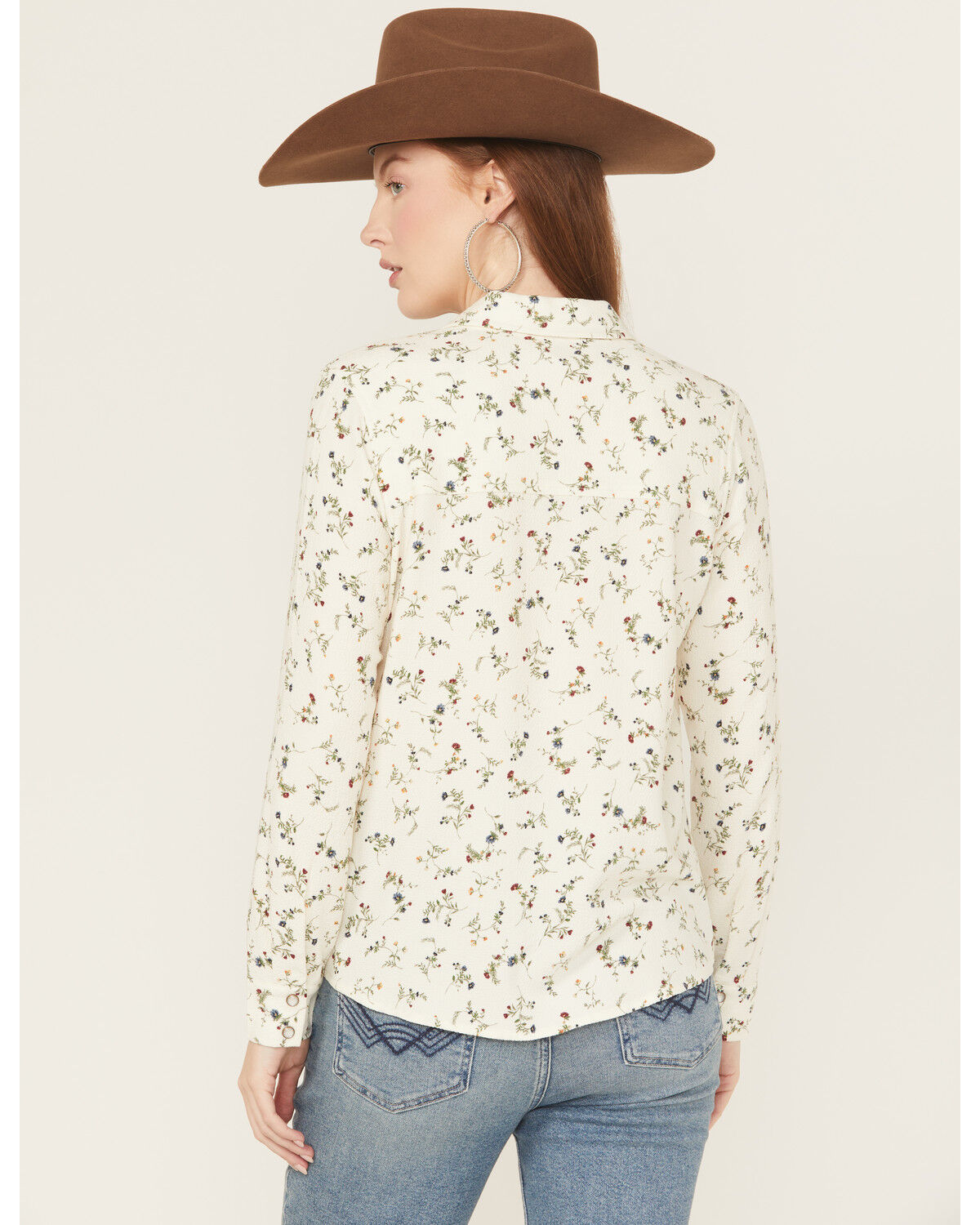Image #4 - Idyllwind Women's Snowden Floral Print Long Sleeve Featherlight Western Shirt, Cream, hi-res