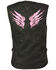 Milwaukee Leather Women's Stud & Wing Embroidered Vest , Pink/black, hi-res