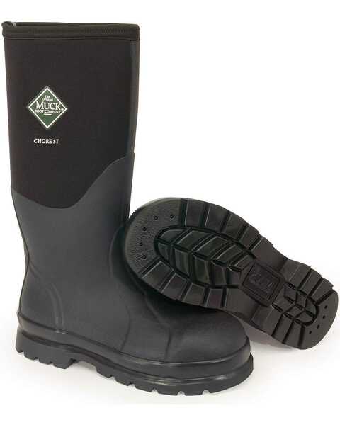 Image #1 - The Original Muck Boot Co. Chore Steel Toe Work Boots, Black, hi-res