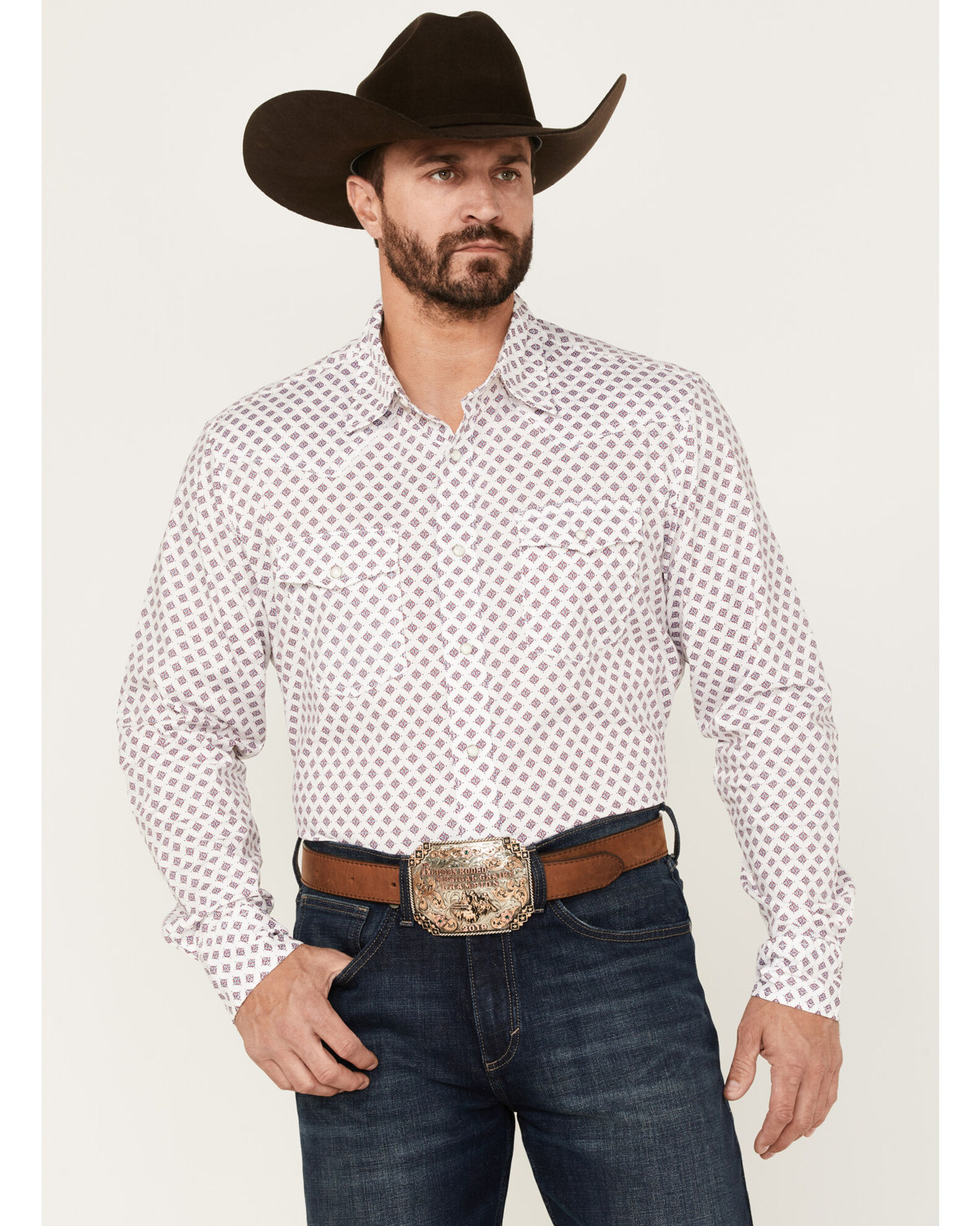 Wrangler long sleeve pearl snap sales