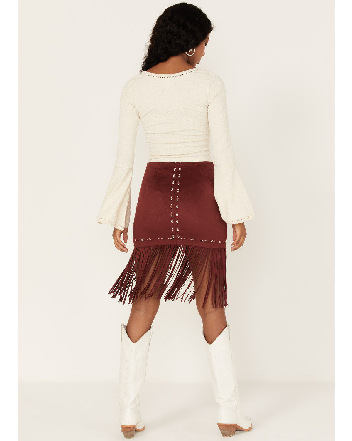 Image #3 - Shyanne Women's Embroidered Southwestern Fringe Mini Skirt, , hi-res