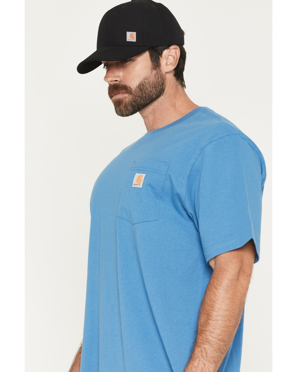 Image #2 - Carhartt Men's Loose Fit Heavyweight Logo Pocket Work T-Shirt, Blue, hi-res