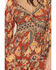 Image #3 - Angie Women's Floral Knot Front Long Sleeve Midi Dress, Rust Copper, hi-res