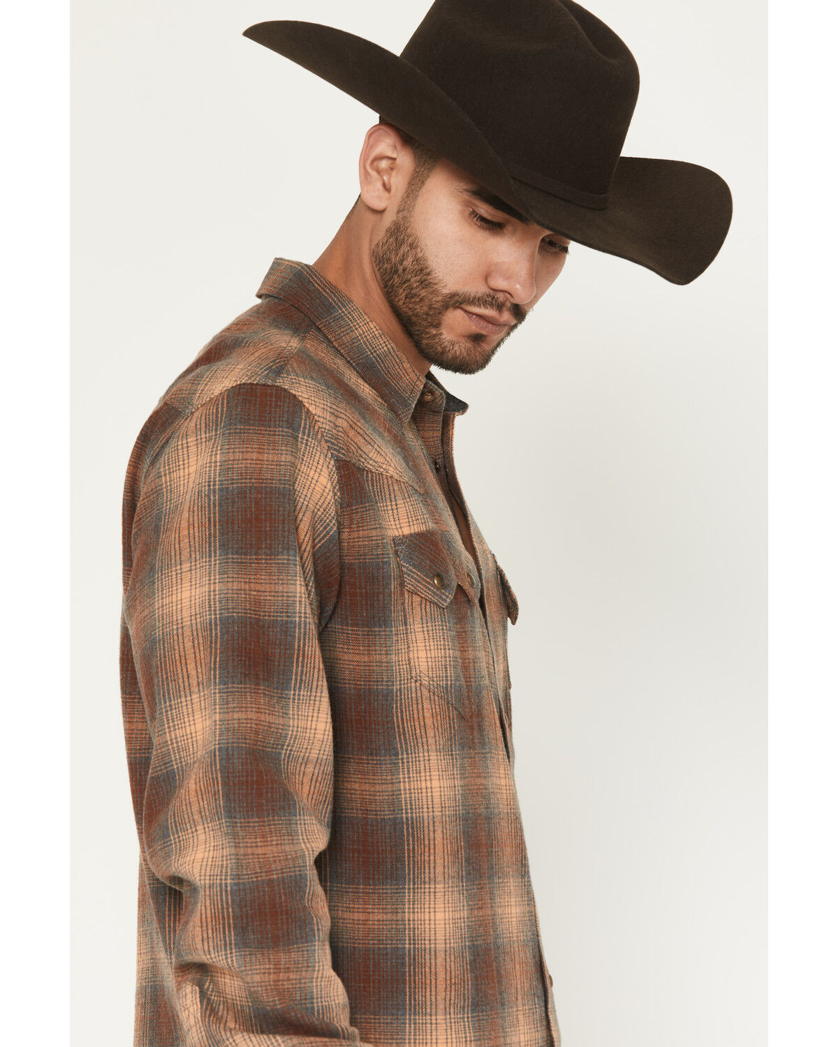 Moonshine Spirit Men's Bluff Plaid Print Long Sleeve Snap Flannel Shirt