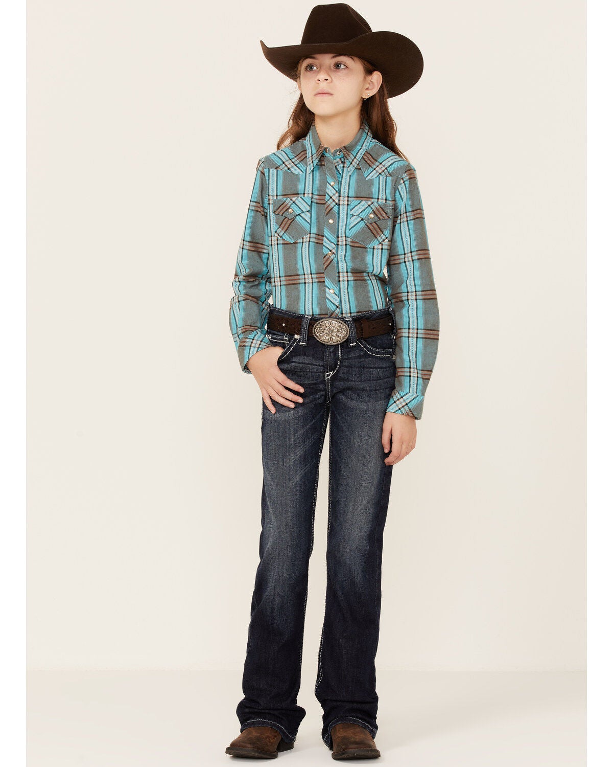 Image #4 - Roper Girls' Plaid Print Long Sleeve Western Shirt, , hi-res