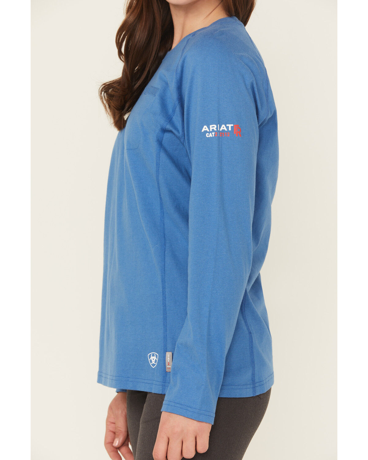 Image #3 - Ariat Women's FR Air Crew Long Sleeve Work Tee, Medium Blue, hi-res