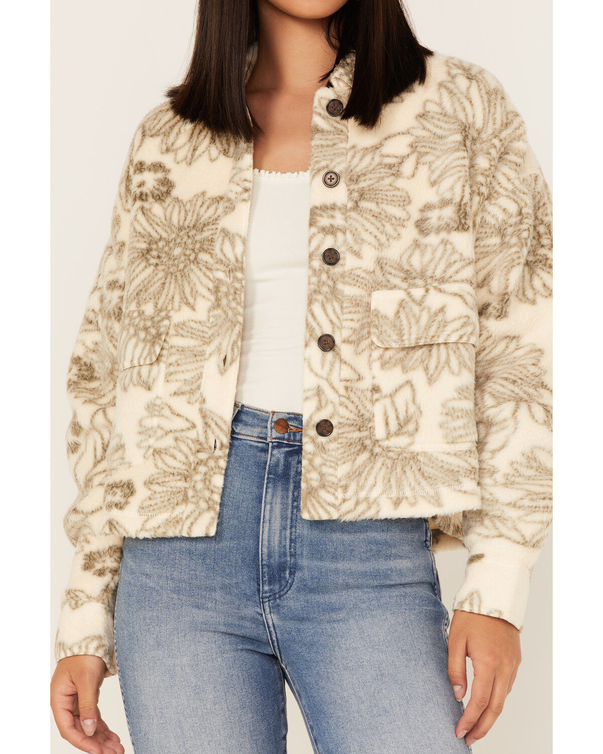 Image #3 - Cleo + Wolf Women's Floral Print Polar Fleece Shacket, , hi-res