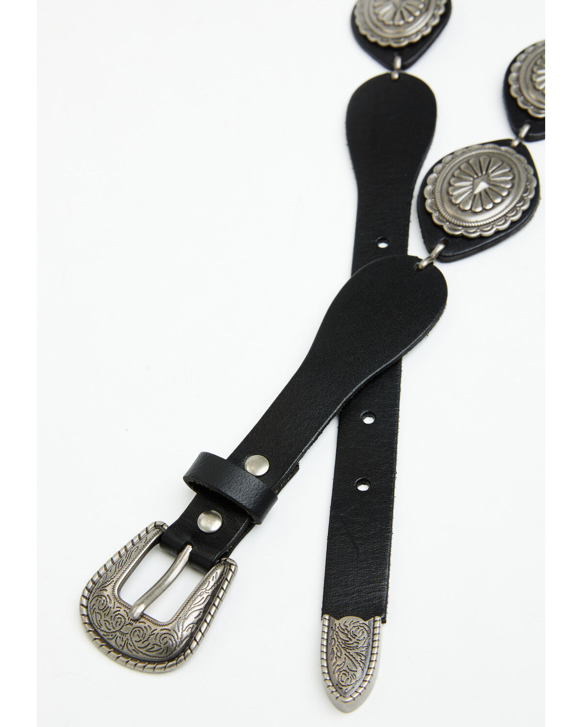 Image #3 - Idyllwind Women's Almonte Leather Concho Medallion Chain Belt, Black, hi-res