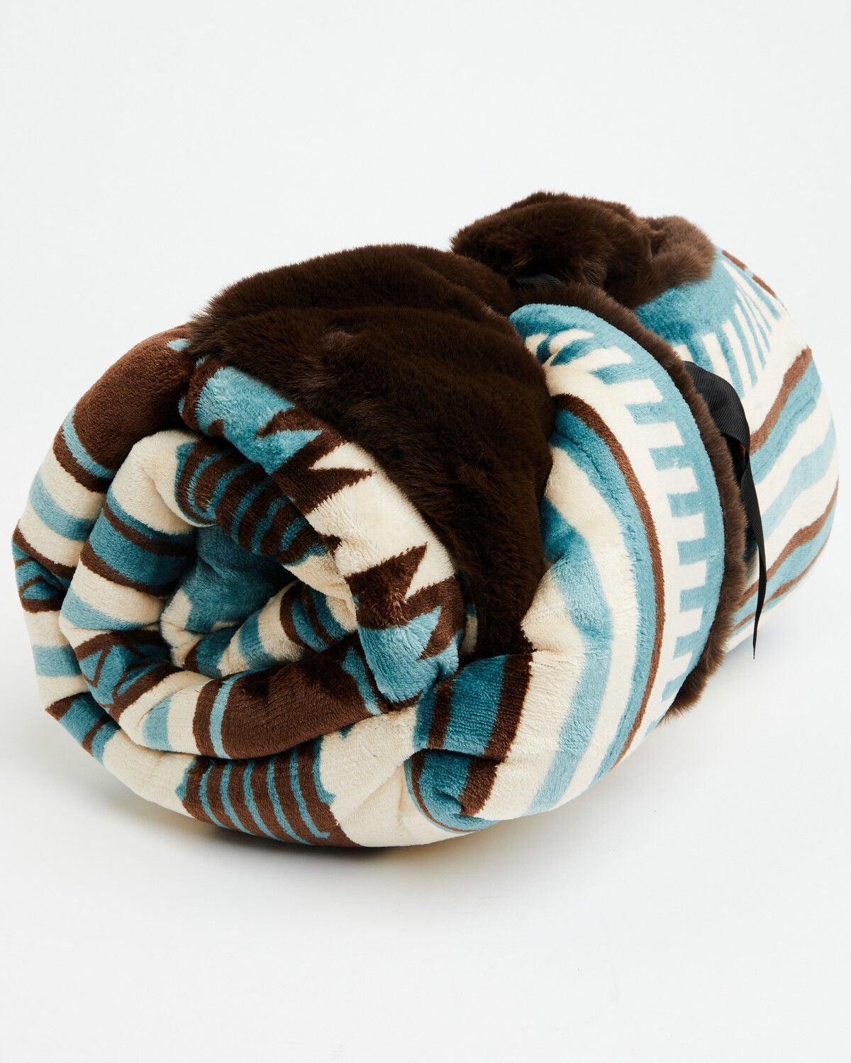 Image #1 - Boot Barn Southwestern Print Faux Fur Blanket, Turquoise, hi-res