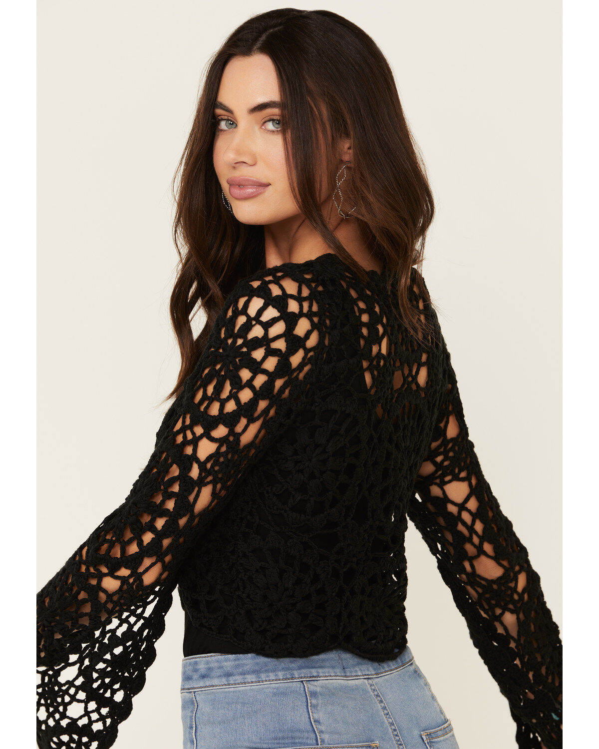 Crochet bell sleeve crop top