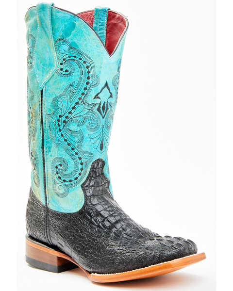 Ferrini Women's Caiman Tail Print Western Boots, Black, hi-res