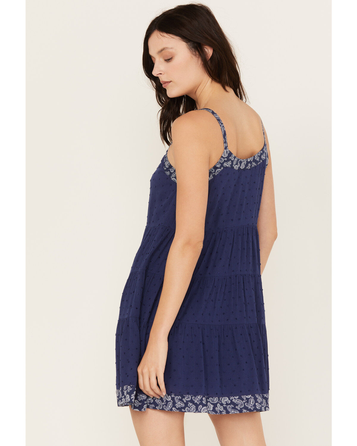 Product Name:  Yura Women's Paisley Border Sleeveless Tiered Mini Dress