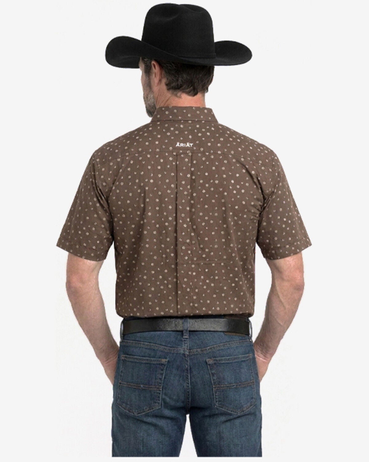 Image #2 - Ariat Men's Boot Barn Exclusive Ludwig Tossed Western Print Short Sleeve Button-Down Western Shirt, Brown, hi-res