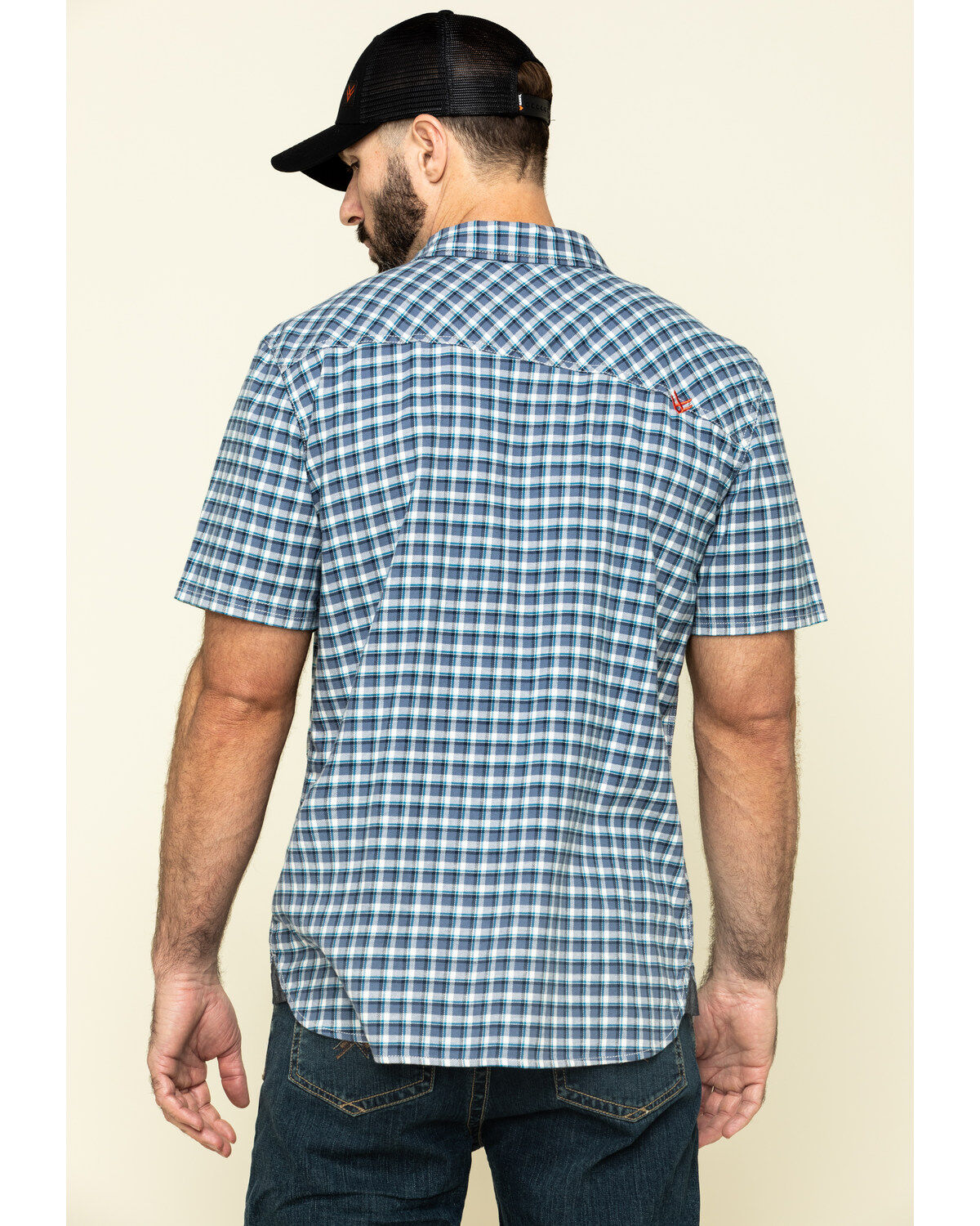 Image #2 - Hawx Men's Skyhawk Indigo Plaid Short Sleeve Work Shirt - Tall, , hi-res